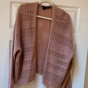 360 Cashmere Dusty Rose Open-Knit Cardigan